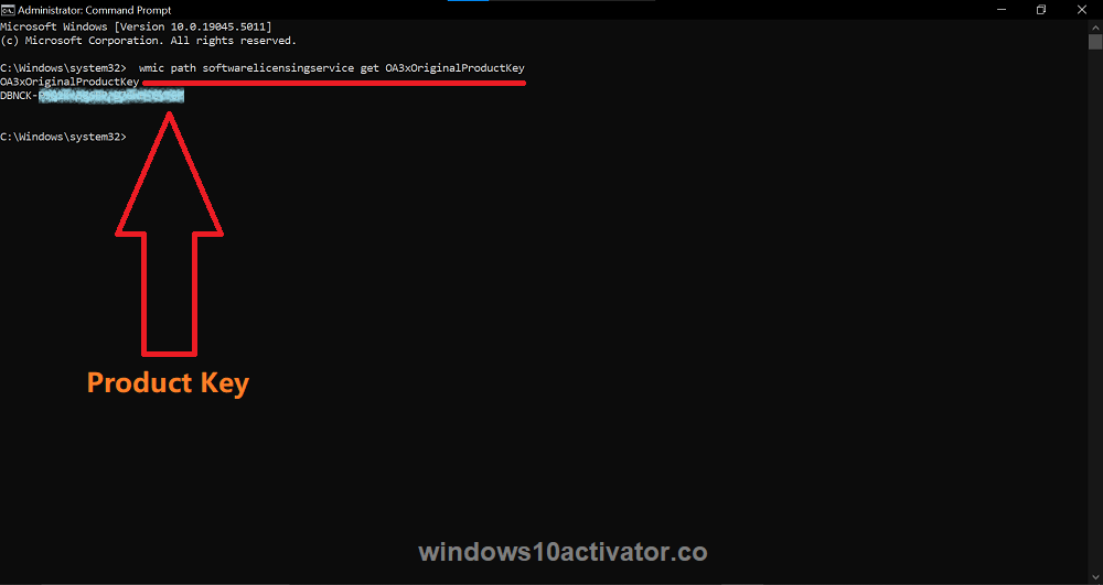 Product Key in CMD