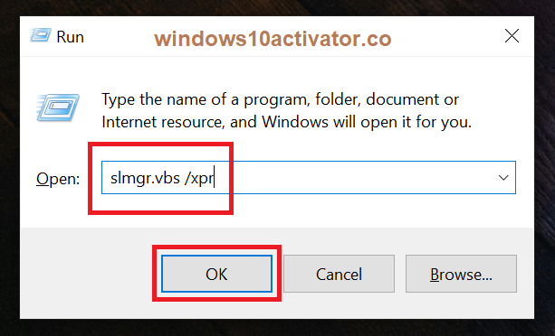 Run Box With slmgr.vbs xpr Command