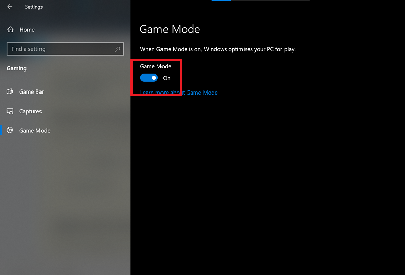 Turn ON Game Mode